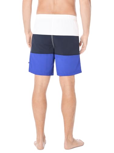 Nautica Men's Standard Quick Dry Classic Logo Tri-Block Series Swim Trunk, Bright Cobalt, Large