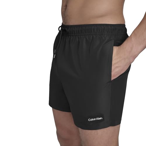 Calvin Klein Men's Volley Quick Dry Lightweight Swim Trunk, Black, Small