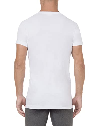 2(x)ist Men's Cotton Slim Fit Deep V Neck T-Shirt Multipack, White, Large