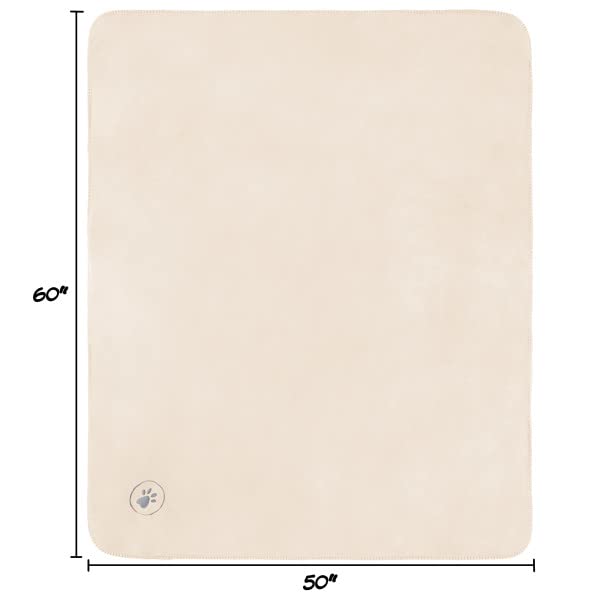 Waterproof Dog Blanket - 50x60-Inch Reversible Sherpa Dog Blanket for Couch, Bed, or Car - Protects from Spills, Stains, or Pet Fur by PETMAKER (Cream)