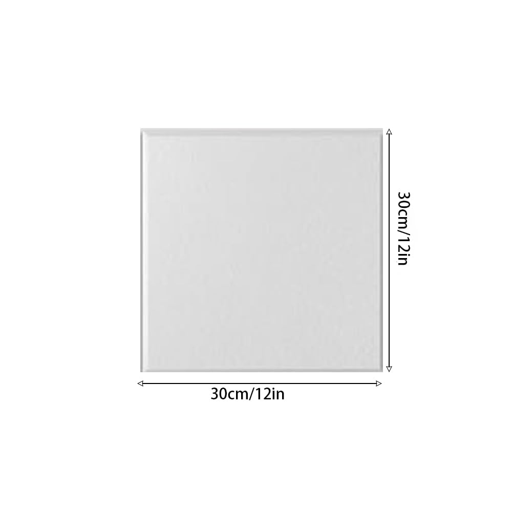 12 Pcs 12"×12" White High Density Sound Absorbing Panels Self Adhevise Acoustic Panels Sound Proof Panels for Ceiling Door Wall Decoration Acoustic Treatment Bevelled Edge Noise Blocker(White, 12*12)