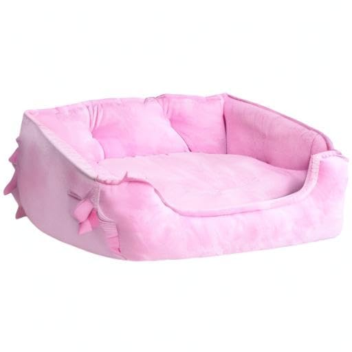 pawstrip Cute Princess Dog Bed Pink Puppy Bed for Small Dogs Breathable Cat Couch Bowknot Pet Cushion Comfortable Kitten Nest Girl Doggy Sofa, Waterproof Bottom (Pink)
