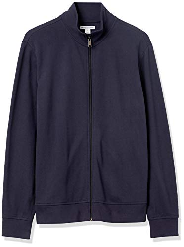 Amazon Essentials Men's Lightweight French Terry Full-Zip Mock Neck Sweatshirt, Dark Navy, Medium