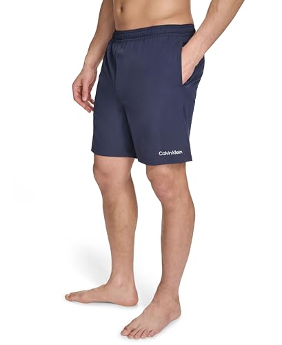 Calvin Klein Men's Volley Quick Dry Stretch Swim Trunk, Navy, X-Large