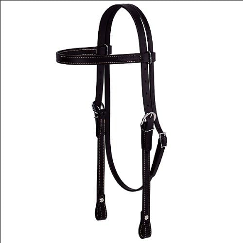 Weaver Leather Brahma Webb Brow Band Headstall Black, Horse