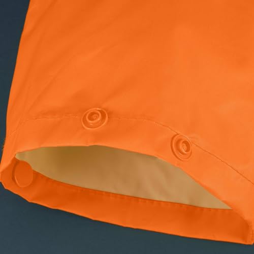 Pioneer Hi Vis Waterproof Lightweight Rainsuit - Work Safety Hooded Jacket and Bib Pants - Adjustable Pant Length - Hi Vis Orange