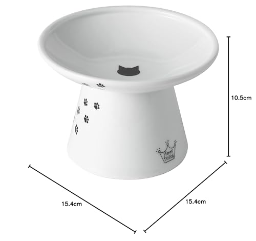 Necoichi Extra Wide Raised Cat Food Bowl, Elevated, Prevent Neck & Whisker Fatigue, Dishwasher and Microwave Safe, No.1 Seller in Japan! (Cat, Extra Wide)