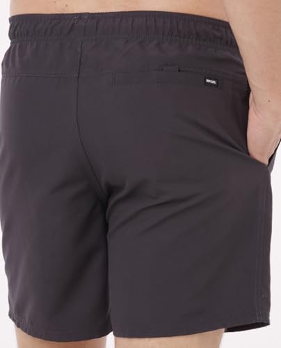 Rip Curl Men's 17" Volley Boardshorts – Elastic Waist Swim Trunks with Fast-Drying Stretch Fabric and Pockets, Black, Large