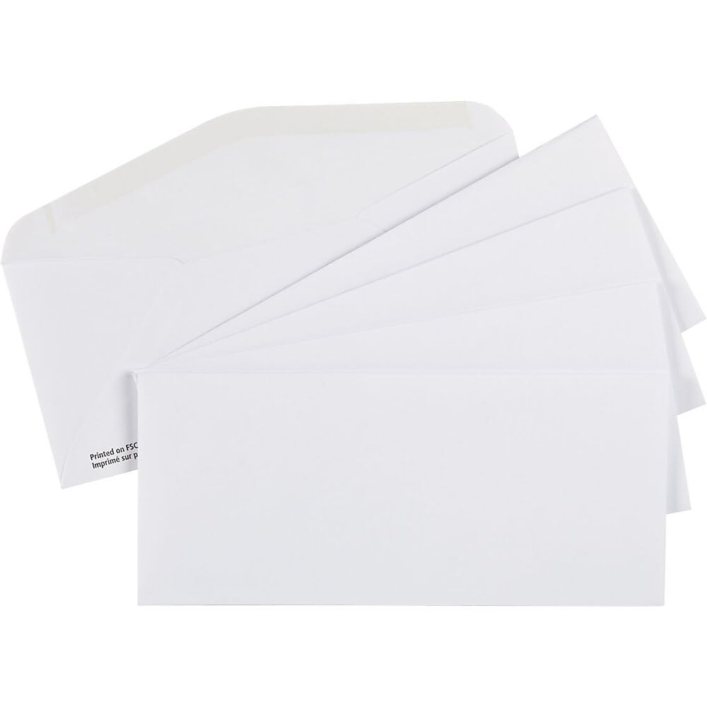 Staples #9 White Premium Gummed Envelopes - 3-7/8" x 8-7/8" - 500 Pack