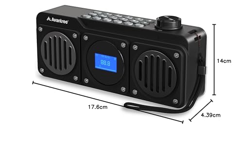 Avantree Boombyte - Portable Digital FM Radio & Bluetooth Speaker with Superb Stereo Sound, Metal Finish, Long Rechargeable Playtime, and Support for Micro SD Card & USB Audio Input