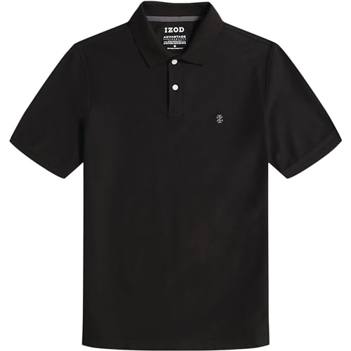 Izod Men's Advantage Performance Short Sleeve Polo Shirt, Black, 3X-Large Big