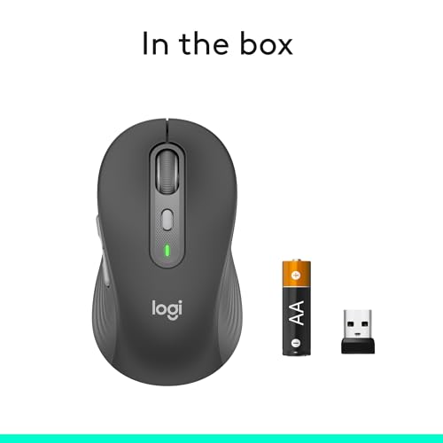 Logitech Signature Plus M750 Wireless Mouse – for Small to Medium Hands, SmartWheel, Bluetooth, Multi Device, 24-Month Battery, Silent Clicks, Customizable Side Buttons, Contoured Shape - Graphite