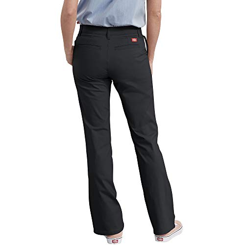 Dickies Women's Flat Front Stretch Cotton Blend Pants, Black V1, 2