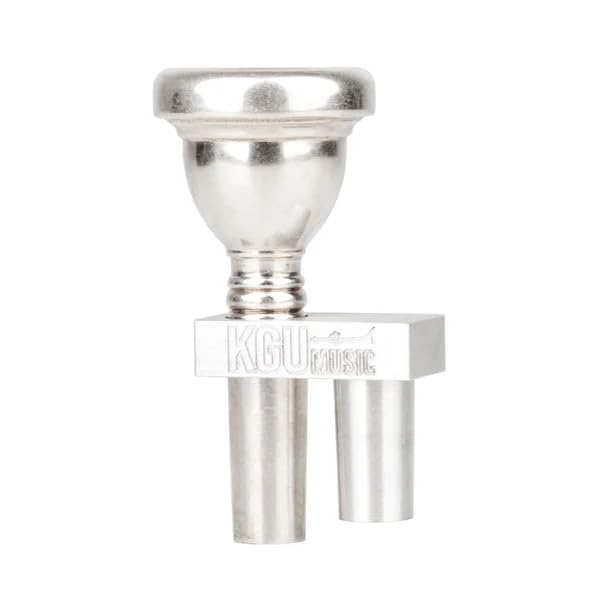 KGUBrass Trombone Trainer - Lip Buzzing Tool for Trombone Practice, Warm-ups & Exercises - Aluminium Embouchure Training Device - Silver