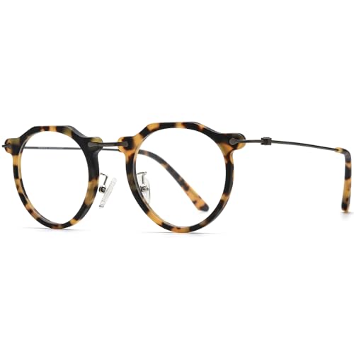 FONEX Acetate Titanium Glasses Frame Men 2024 New Square Eyeglasses Spectacles Eyewear F85843 (85905 Leopard)