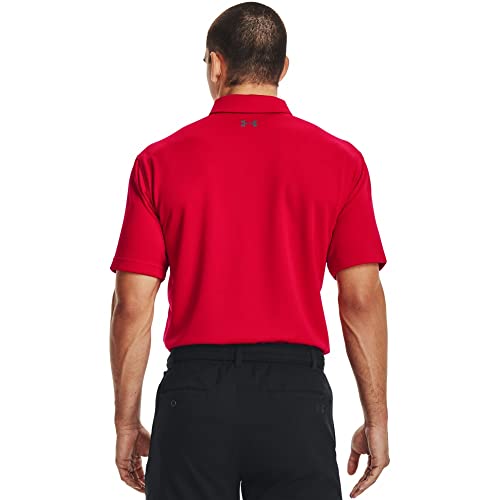 Under Armour Mens Tech Golf Polo, Red (600)/Pitch Gray, Large Tall