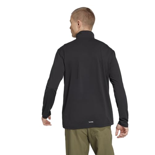 adidas Mens Terrex Multi Half-Zip Long Sleeve Hiking T-Shirt,Black,Medium