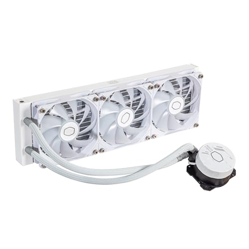CoolerMaster MasterLiquid 360L Core White 240mm Close-Loop AIO Liquid Cooler, ARGB Sync, Gen S Coldplate Pump, 120mm PWM, CryoFuze w/m-k: 14 AMD Ryzen AM5/AM4, Intel LGA1700/1200 (MLW-D36M-A18PZ-RW)