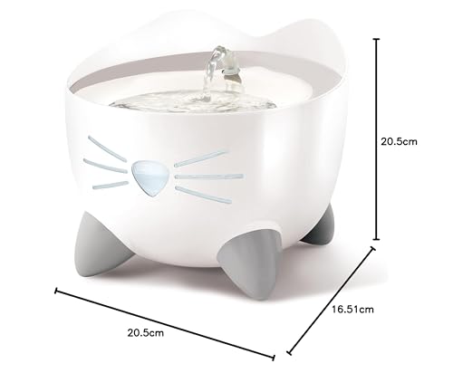 Catit PIXI Cat Water Fountain, 2.5 L, White, Modern Cat Fountain, Silent Pump for Indoor Cats, Different Flow Settings, Fontaine Pour Chat, Pet Water Fountains