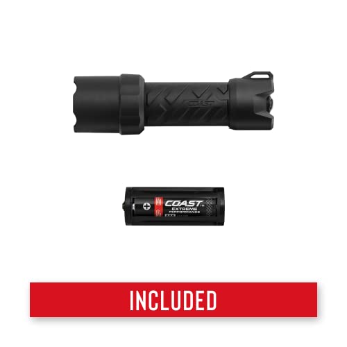 COAST POLYSTEEL 200 with Twist Focus, Pure Beam, 390 Lumen LED Flashlight, Crushproof, Black