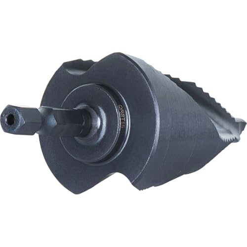 Klein Tools QRST15 Step Drill Bit, Quick Release Spiral Double-Fluted, 7/8 to 1-3/8-Inch, Hex Shank, Cut Steel, Wood, Plastic, Aluminum