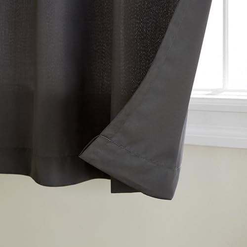 Exclusive Home Curtains Indoor/Outdoor Solid Cabana Grommet Top Curtain Panel Pair, Charcoal, 54x96, 2 Piece