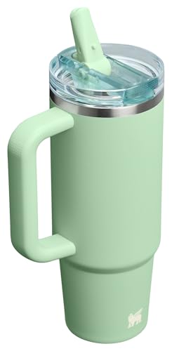 Stanley Quencher ProTour Flip Straw Tumbler with Leakproof Lid 30 oz | Built-in Straw and Handle | Cup Holder Compatible for Travel | Insulated Stainless Steel Cup | BPA-Free | Pistachio