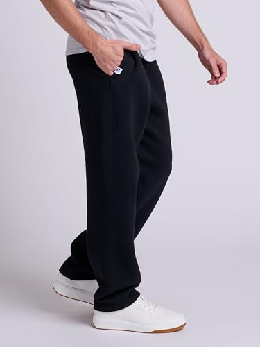 Russell Athletic Men's Dri-Power Open Bottom Sweatpants with Pockets, Black, Medium