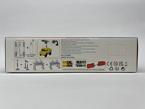 Construction Race Tracks Set, Flexible Train Tracks w/ 2 Electric Construction Race Vehicles w/Lights, STEM Engineering Race Track Toys with Dump Truck, Crane Assort Acessories for Boys Girls