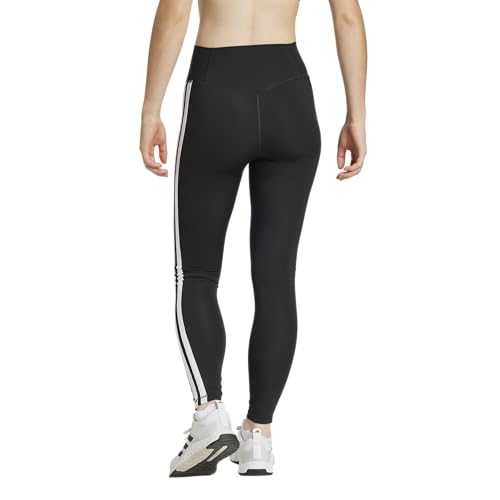 adidas Womens Optime Essentials 3-Stripes Full-Length Training Leggings,Black/White,X-Small