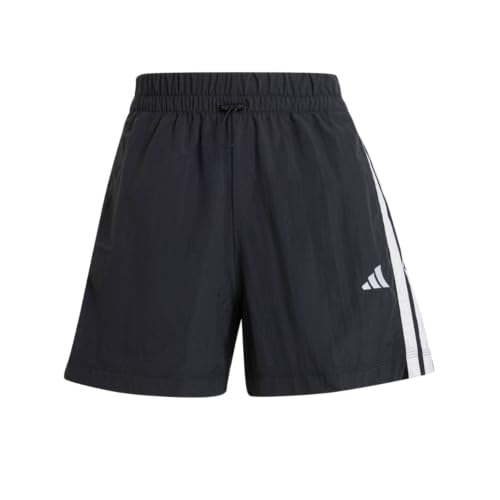adidas Women's Essentials 3-Stripes Woven Shorts, Black/White, Small