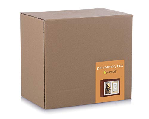 Pearhead Pet Memorial Photo Memory Box and Paw Print Kit, Dog or Cat Pawprint DIY Kit, Pet Urn or Keepsake Memory Box, Espresso