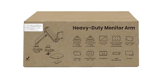PUTORSEN 17-57 Inch Ultrawide Monitor Arm and TV Desk Mount,up to 27kg, Premium Aluminum Single Monitor Arm Desk Mount with Gas Spring, Steel Reinforcement Plate, VESA 75x75 to 200x200