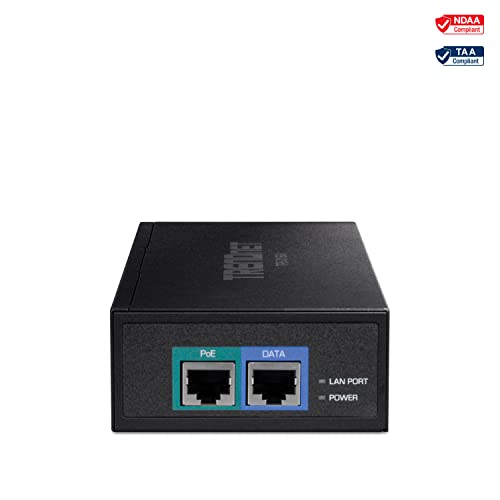 TRENDnet 10G PoE++ Injector, Supplies PoE (15.4W), PoE+ (30W), or PoE++ (90W), Converts a Non-PoE Port to A PoE ++ 10G Port, Metal Housing, Black, TPE-319GI