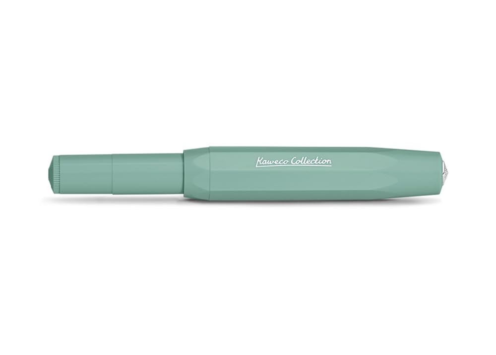 Kaweco COLLECTION Fountain Pen Smooth Sage, Fine Nib Sport Octagonal Clip Chrome