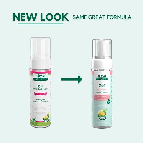 Aleva Naturals Hypoallergenic 2 in 1 Shampoo and Body Wash - Tea Tree Oil Formula, For Sensitive Skin, Perfect for Newborn Babies and Toddlers - Mega Pack- 6 x 200ml= 1.2L Clear