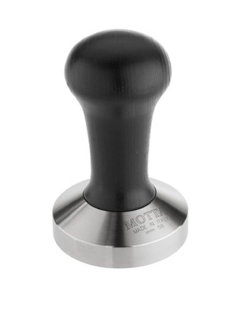 Motta 8100/B Professional Flat Base Coffee Tamper, 58mm, Black Handle