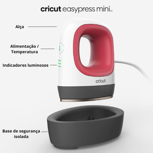 Cricut EasyPress Mini Heat Press for Pressing Small Objects like Shoes, Stuffed Animals, Hats & More, 3 Heat Settings & Precision Tip, Ceramic-Coated Heat Plate, Compact & Lightweight, Raspberry