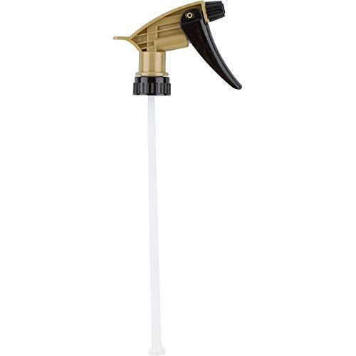 Comfort Axis Heavy Duty Acid Resistant Trigger Sprayer, Black/Gold, 9-1/4" Dip Tube, 28mm Neck Finish - 6 Pack