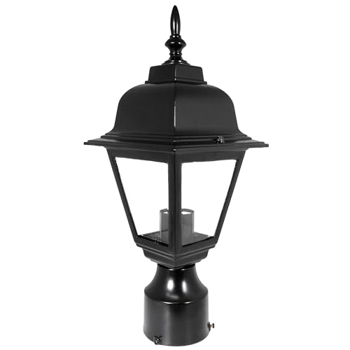Design House 507509 Maple Street Outdoor Post-Light, 16-Inch by 6-Inch, Black Die-Cast Aluminum