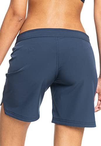 Roxy Women's Board Shorts 7" Inseam – Quick Dry Swim Shorts, Swimsuit Bottom, Bikini Cover Up, Beachwear, Navy, Large