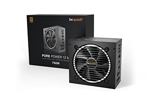 be quiet! Pure Power 12 M 750W ATX 3.1 80 Plus® Gold | Modular Power Supply | for PCIe 5.0 GPUs and GPUs with 6+2 pin connectors | 12VHPWR Cable Included | Silent 120mm be quiet! Fan | BN504