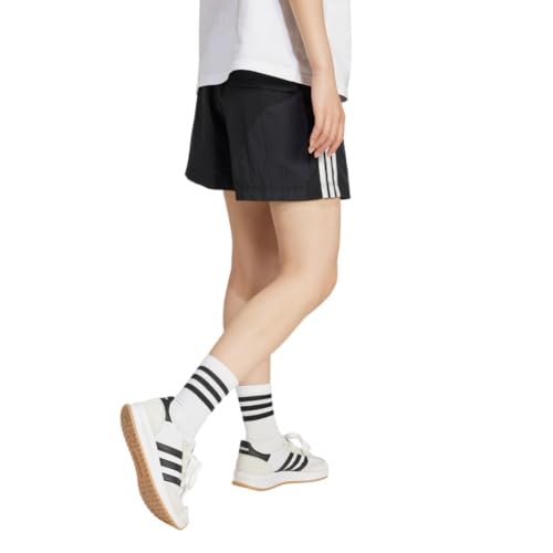 adidas Women's Essentials 3-Stripes Woven Shorts, Black/White, Small