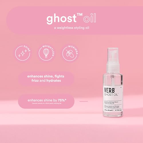 VERB Ghost Oil – Vegan Weightless Hair Oil – Lightweight Hair Oil – Revitalizing Hair Treatment Oil Nourishes and Promotes Shiny Hair – No Paraben or Harmful Sulfates, 2 fl oz, Pack of 2
