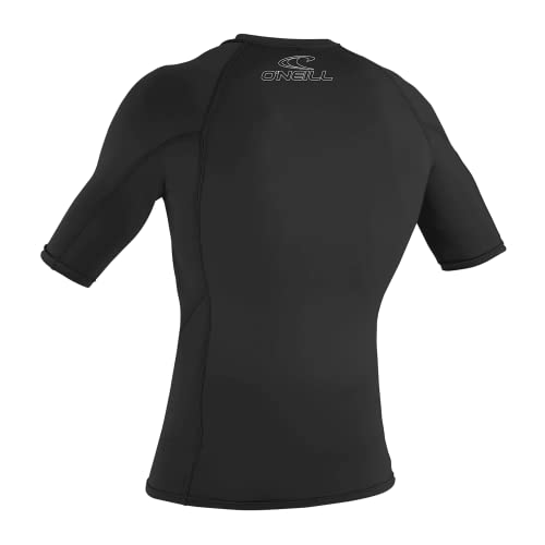 O'Neill Wetsuits UV Sun Protection Mens Basic Skins Short Sleeve Crew Sun Shirt Rash Guard, Black, XX-Large