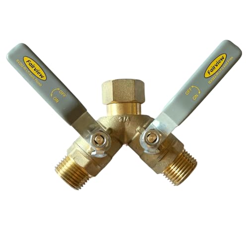 FAIRVIEW-Lead-Free, Industrial-Grade Garden Hose Splitter, Oversized Handles, Full-Port Valves with HEX Connector