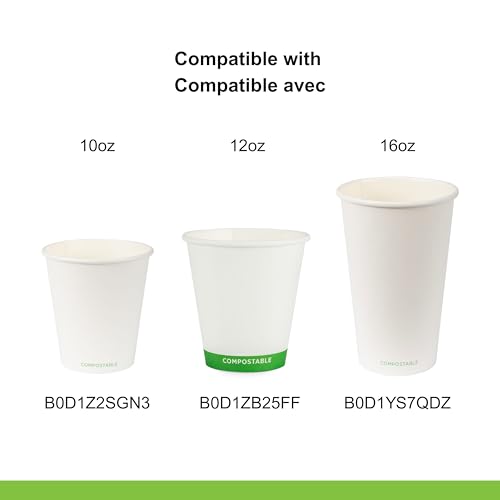 iEco, 500 Count 90 mm Compostable Coffee Cup Lids, Fits 10 oz, 12 oz and 16 oz Paper Cups