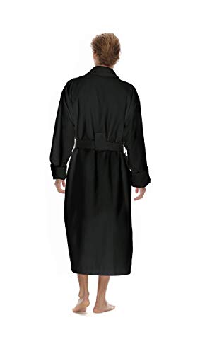 Boca Terry Mens Plush Robe, Big & Tall Bathrobe for Men, Warm Luxury Microfiber Robe - Medium, Black
