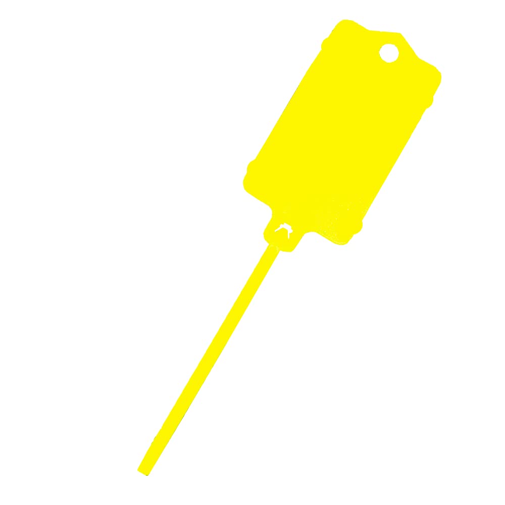 XF-Vel 100pcs Reusable Yellow Plastic Tags Ties Key Tags 1.45"*2.48" Serrated Tension Sealing Strap with Large Label Plastic Tie Mark Label Waterproof Hang Sign Write on Tag