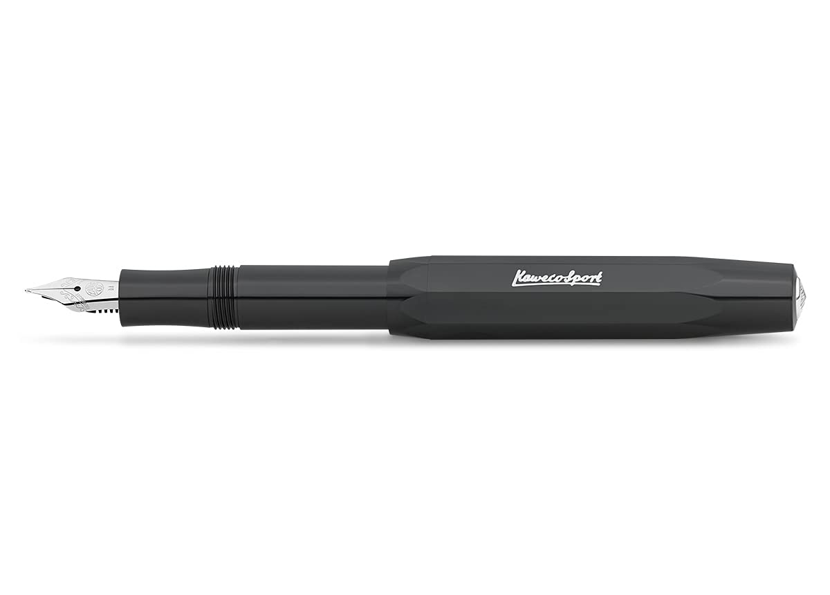 Kaweco SKYLINE SPORT Fountain Pen Black I Premium Fountain Pen for Ink Cartridges I Exclusive Fountain Pen 13 cm I Nib: M (Medium)